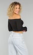 Zwarte Basic Longsleeve Off Shoulder Top met Duimgaten