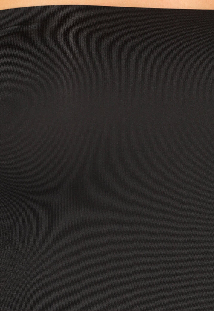 Zwarte Basic Longsleeve Off Shoulder Top met Duimgaten