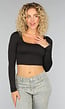 Zwarte Basic Longsleeve Crop Top