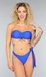 Kobalt Blauwe Bandeau Bikini Top met Parels