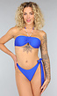 Kobalt Blauwe Bandeau Bikini Top met Parels