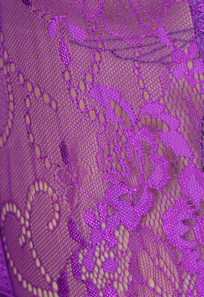 Paarse Kanten Lingerie Set met Handschoenen