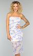 Witte Mesh Bodycon Jurk met Bloemenprint