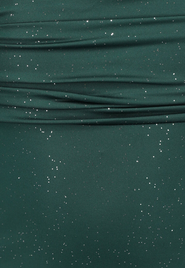 Donkergroene Glitter Galajurk met Split