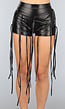 Zwarte Lederlook Fringe Short met Rits