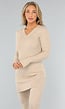 Beige Longsleeve Rib Lounge Set