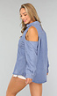 Blauwe Denim Blouse met Open Schouders