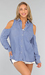 Blauwe Denim Blouse met Open Schouders