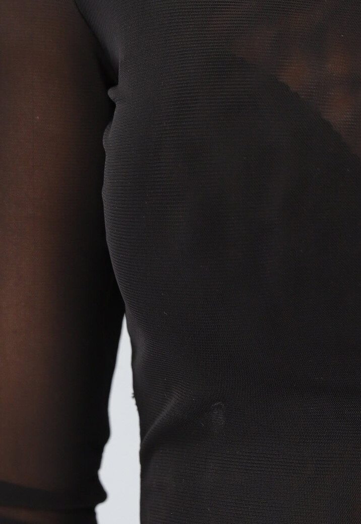 Zwarte Longsleeve Mesh Top