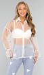 Witte See Through Blouse met Strikdetails