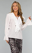 Witte Flowy Ruffle Blouse met Trompetmouwtjes