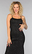 Zwarte Glitter Maxi Jurk met Wijde Rok