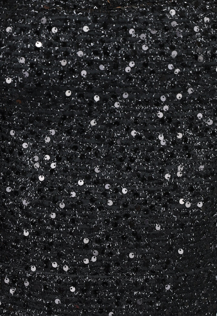 Gedrapeerde Split Galajurk in Zwart Glitter