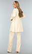 Beige Elastische Halflange Blazer met Schoudervulling