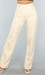 Elastische Straight Leg Pantalon in Beige