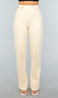 Elastische Straight Leg Pantalon in Beige