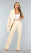 Elastische Straight Leg Pantalon in Beige