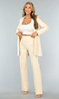 Elastische Straight Leg Pantalon in Beige