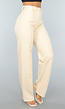 Elastische Straight Leg Pantalon in Beige