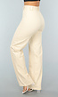 Elastische Straight Leg Pantalon in Beige
