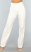 Rechte Aansluitende Cremekleurige Pantalon met Stretch