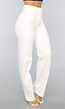Rechte Aansluitende Offwhite Pantalon met Stretch