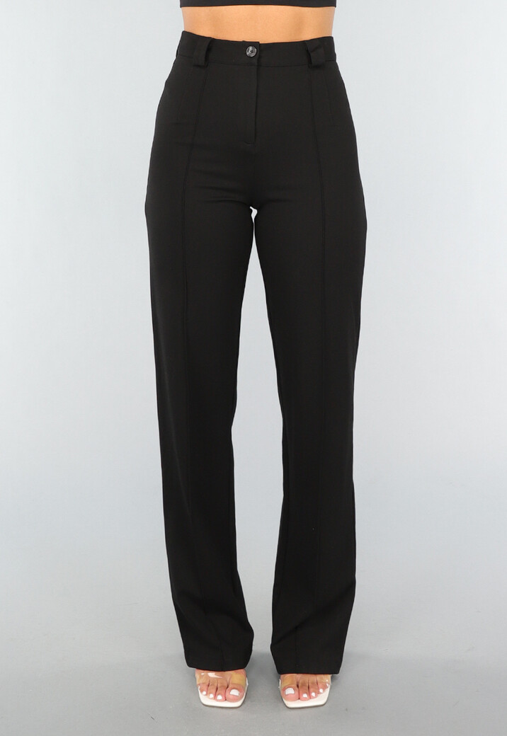 Zwarte Straight Leg Super Stretch Pantalon