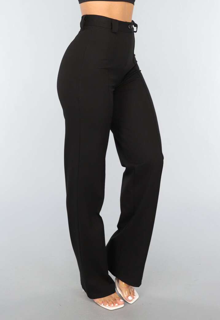 Zwarte Straight Leg Super Stretch Pantalon