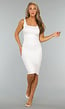 Witte Geplooide Bodycon Midi Jurk