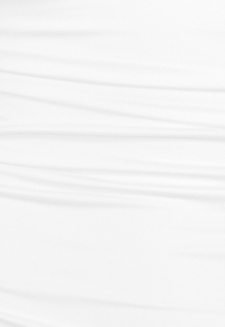 Witte Geplooide Bodycon Midi Jurk