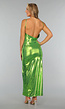 Metallic Groene Maxi Jurk met Vlinders