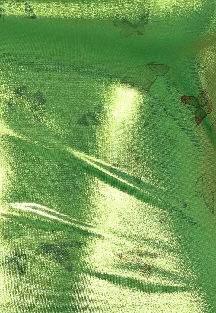 Metallic Groene Maxi Jurk met Vlinders