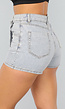 Lichtblauwe Denim Overslag Skort met Schuine Sluiting