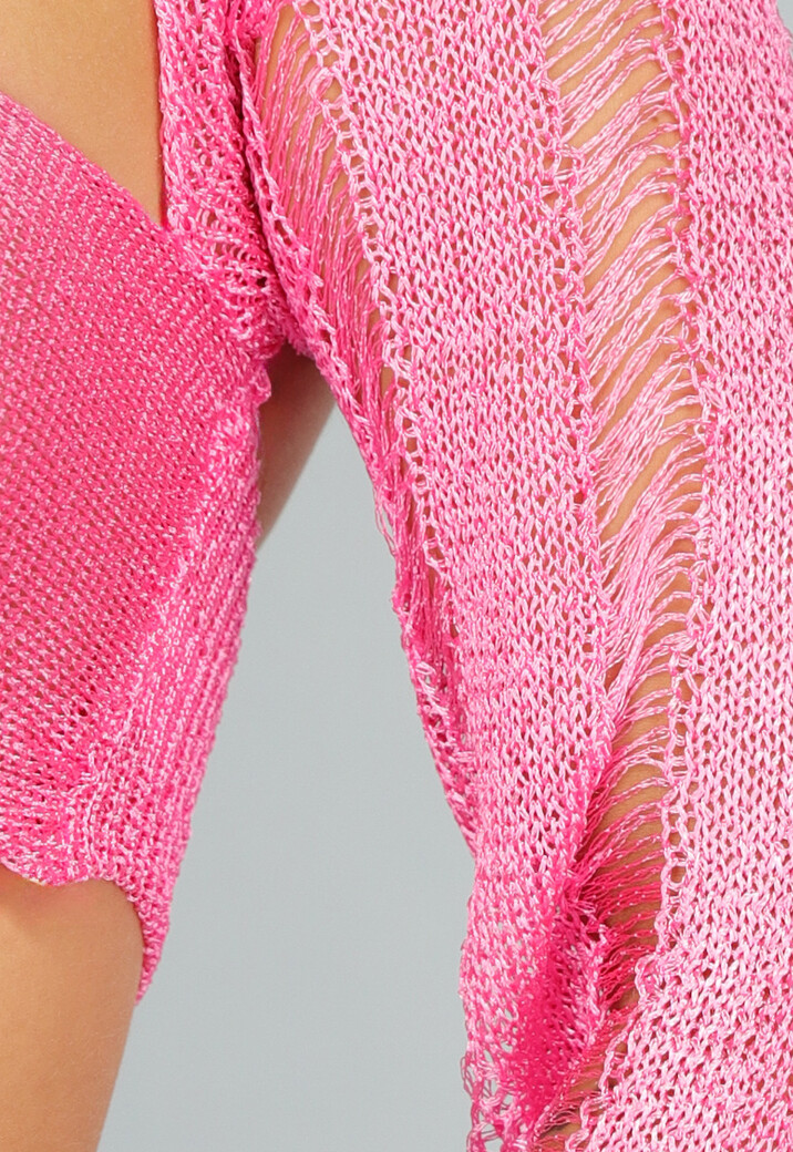 Roze Longsleeve See Through Co Ord Set