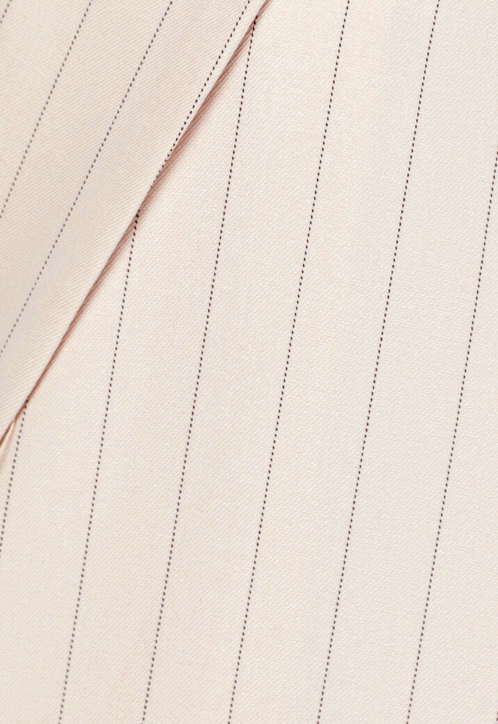 Beige Halflange Blazer met Streepjes Patroon