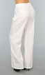 Witte Gestreepte Wide Leg Pantalon