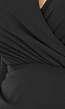 Zwart Geplooid Overslag Jurkje met Chiffon Mouwen