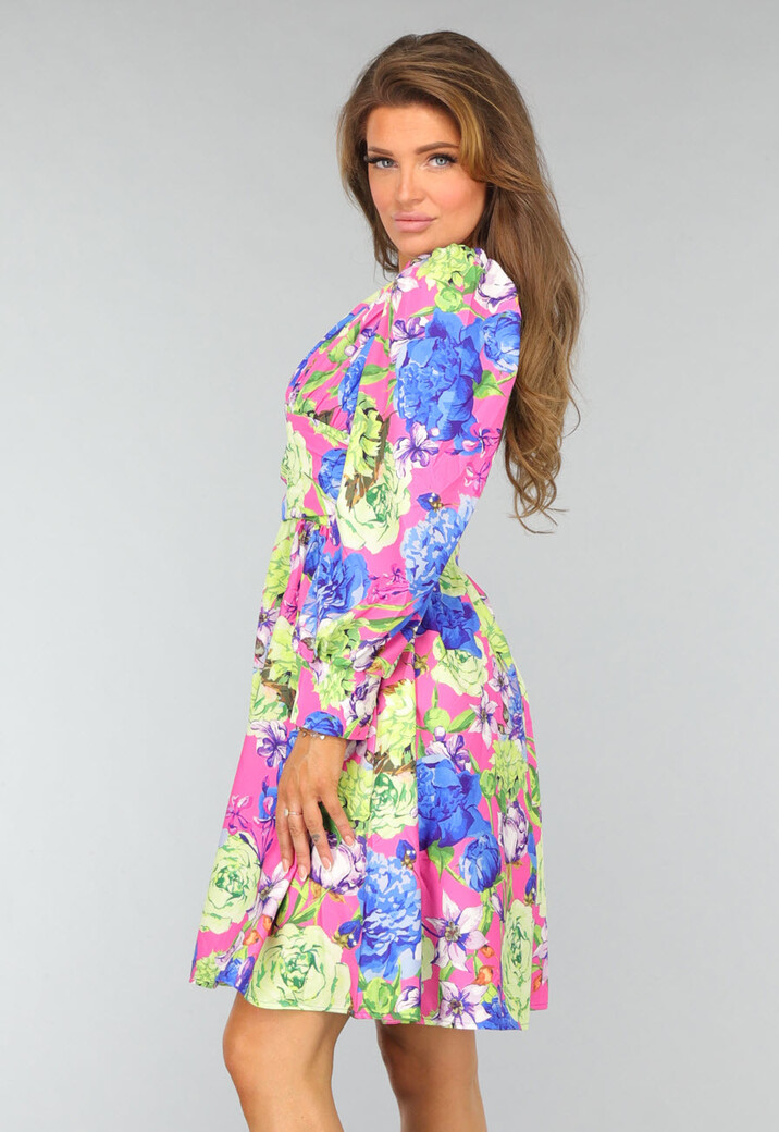 Kleurrijke One Shoulder Jurk met Bloemenprint