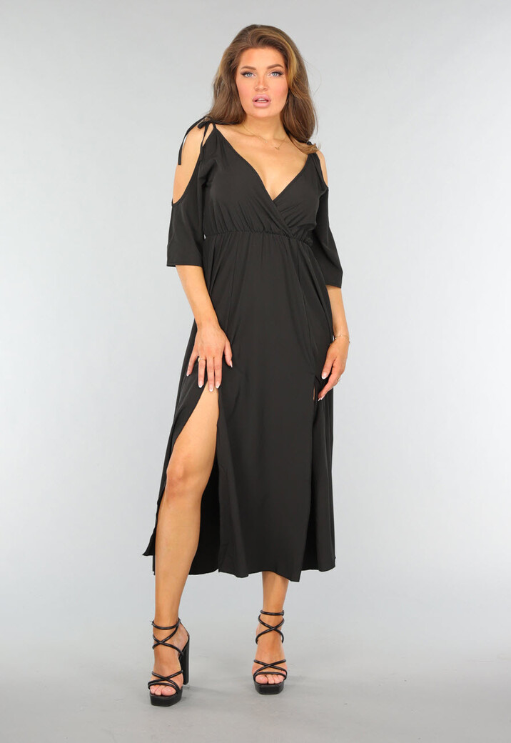 Zwarte Lange Jurk met Open Schouders