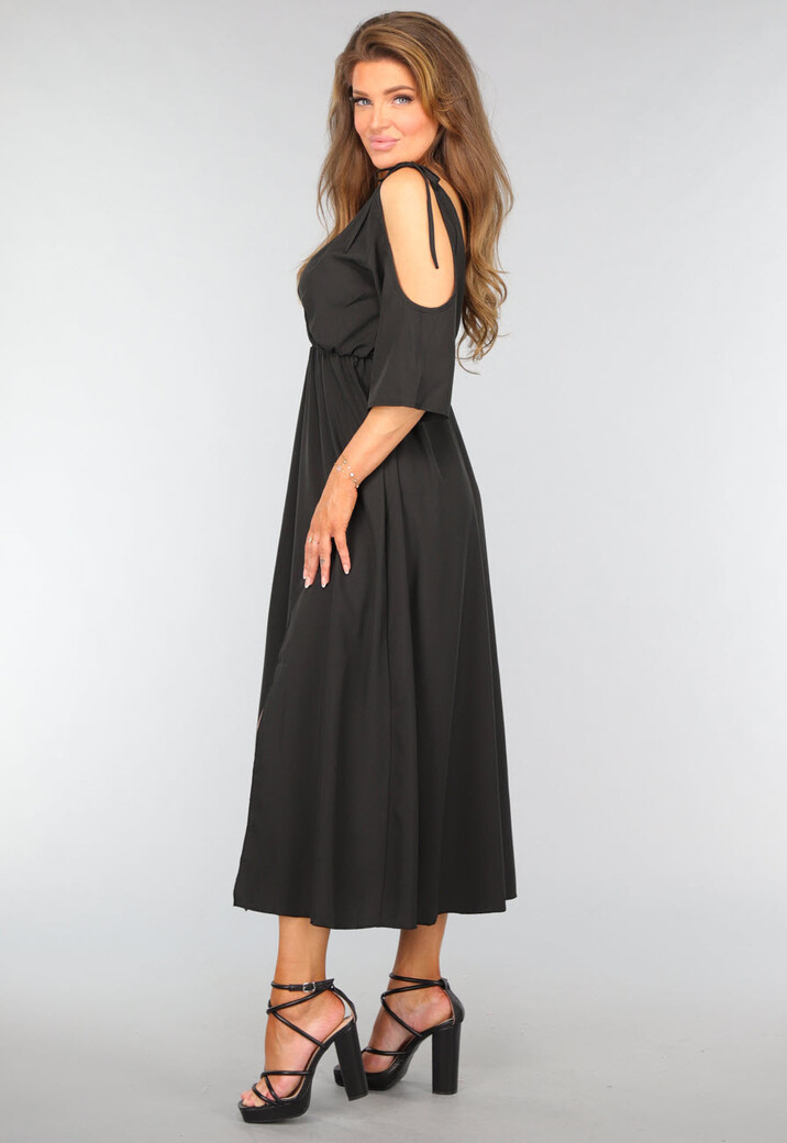 Zwarte Lange Jurk met Open Schouders