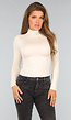 Beige Zachte Turtleneck Top met Lange Mouwen