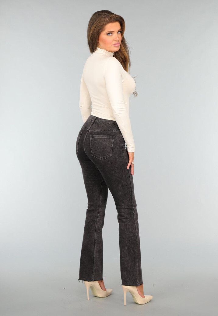 Beige Zachte Turtleneck Top met Lange Mouwen