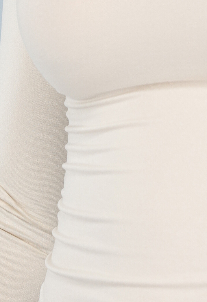 Beige Zachte Turtleneck Top met Lange Mouwen