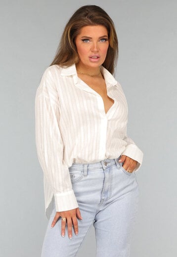 NEW0409 Witte Boho Blouse met Structuur