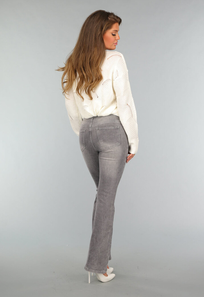 Crème Gebreide Trui met Kanten Detail