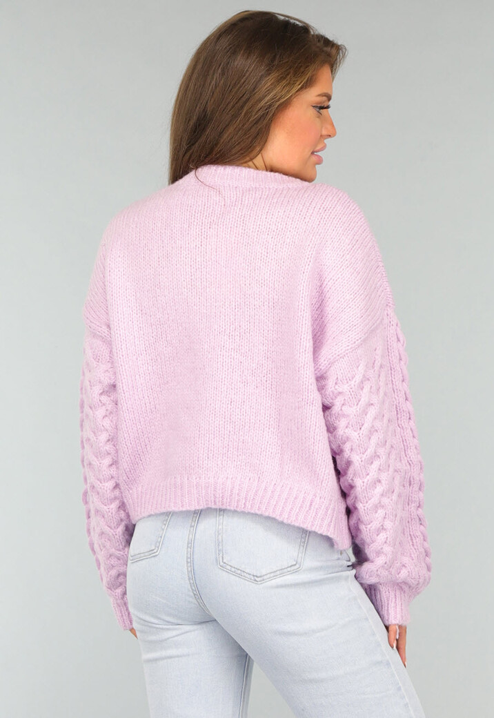 Kabel Gebreide Trui in Lila