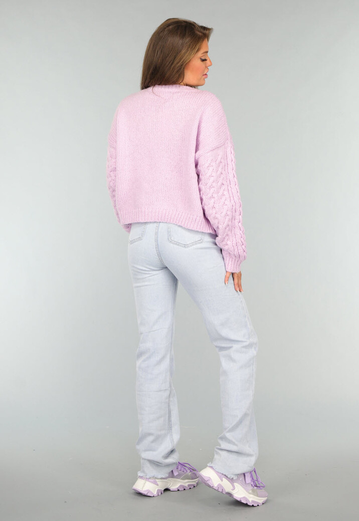 Kabel Gebreide Trui in Lila