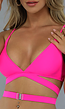 Wrap Bikini Top in Neon Roze