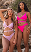 Wrap Bikini Top in Neon Roze