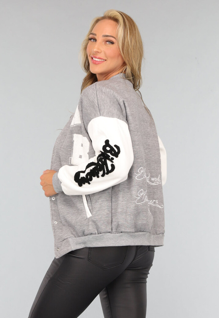 Grijs Varsity Vest met Tekst